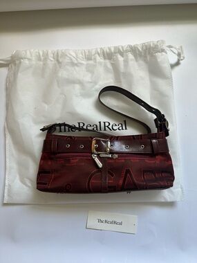 Dolce & Gabbana Burgundy Buckle Logo Shoulder Bag